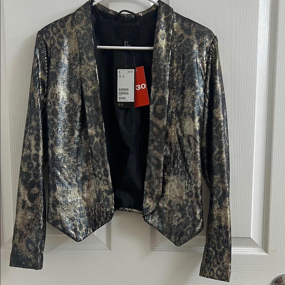 H&M Shimmering Leopard Print Blazer